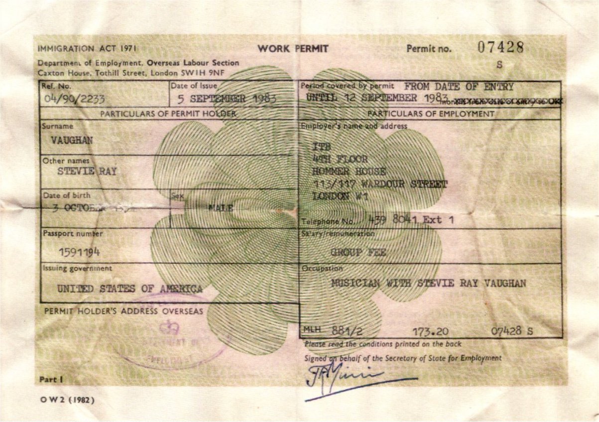 UK Work Permit for 1983