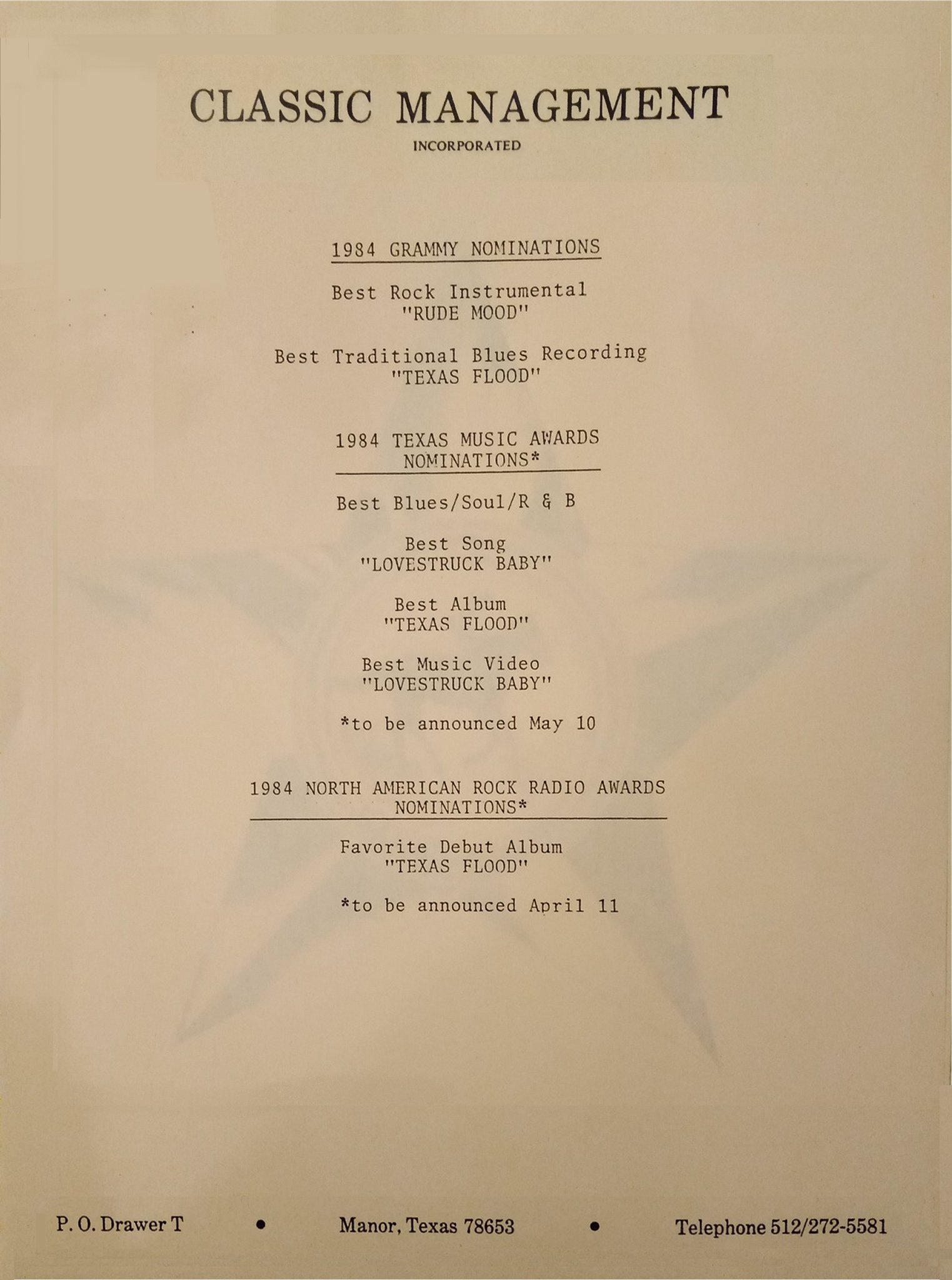 Stevie Ray Vaughan - Mega Rare Trax Stevie Ray Vaughan - Awards