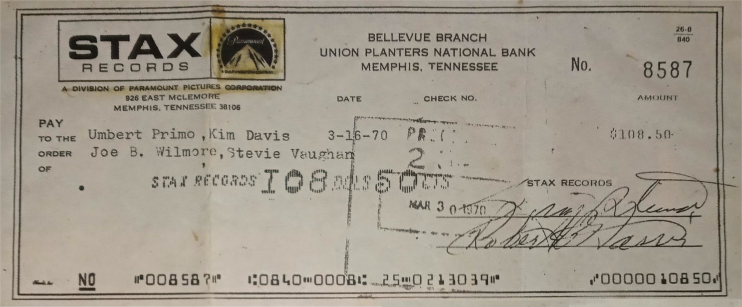 Stevie Ray Vaughan First Paycheck (Front)