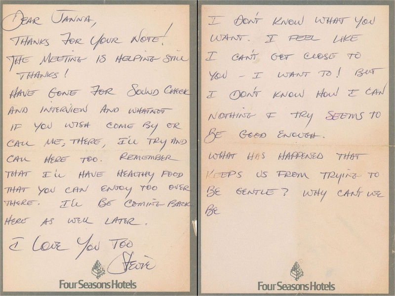 Stevie Ray Vaughan Handwritten Note