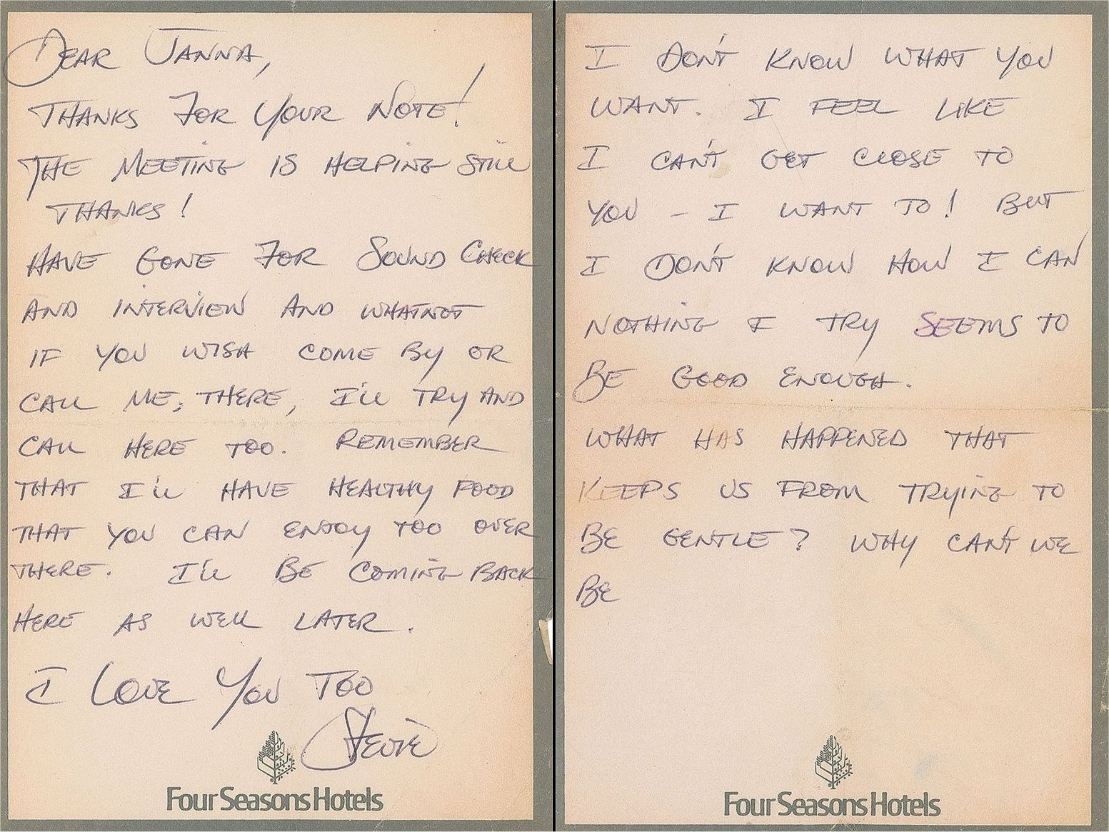 Stevie Ray Vaughan Handwritten Note