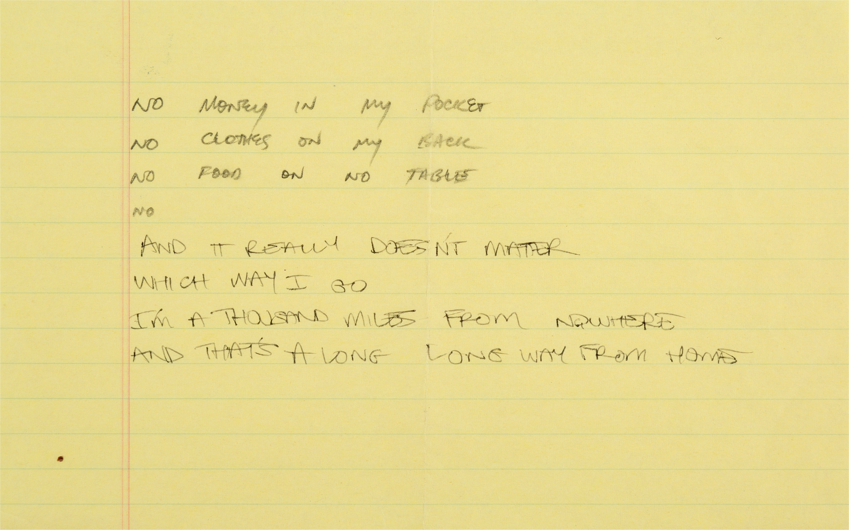 Long Way From Home Handwritten Lyrics