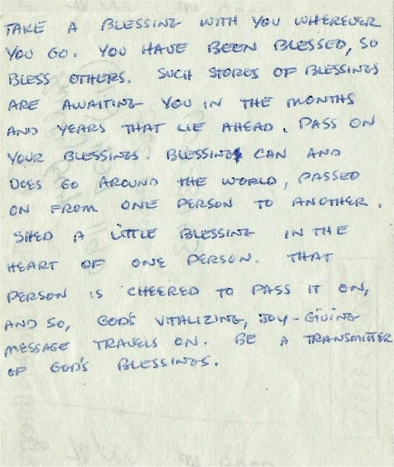 Stevie Ray Vaughan Handwritten Note