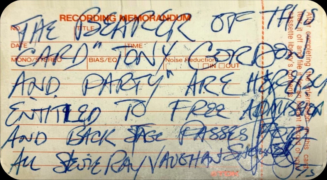 Mid 1980s Handwritten Pass to Stevie's Shows